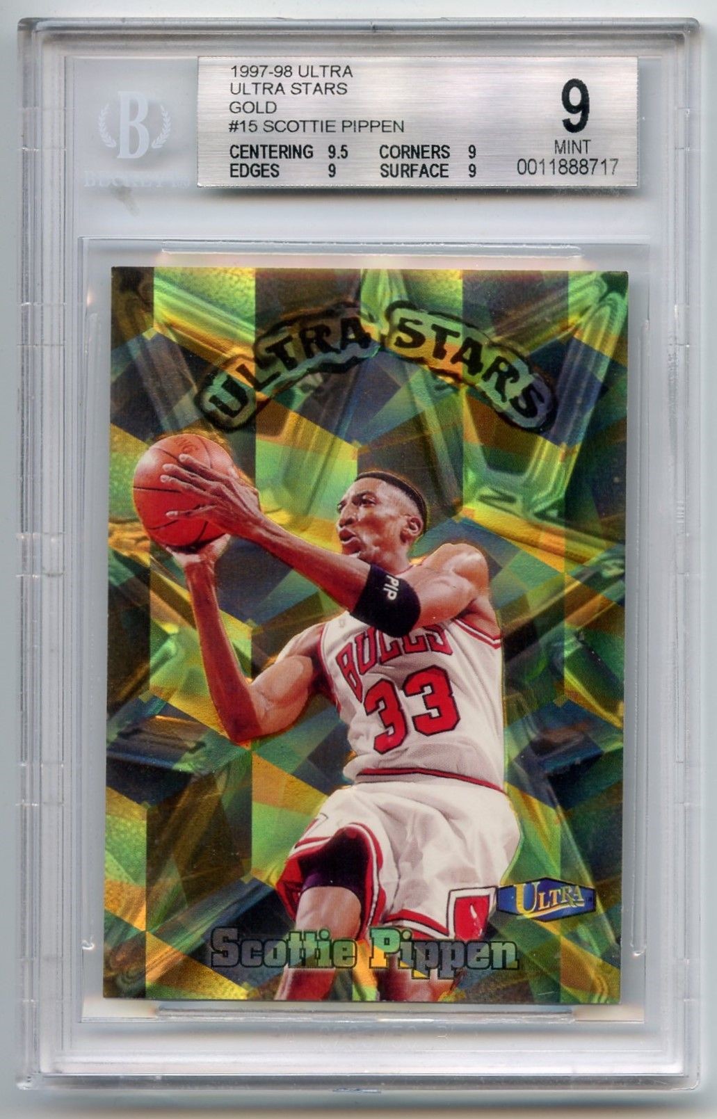 1997 Ultra Stars Gold Scottie Pippen BGS 9